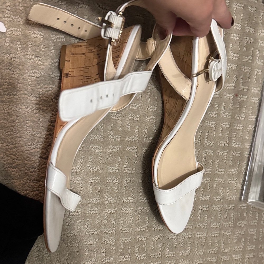 Nine West White Wedge Sandals